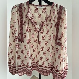 Rose & Olive Cream and Red Floral Blouse